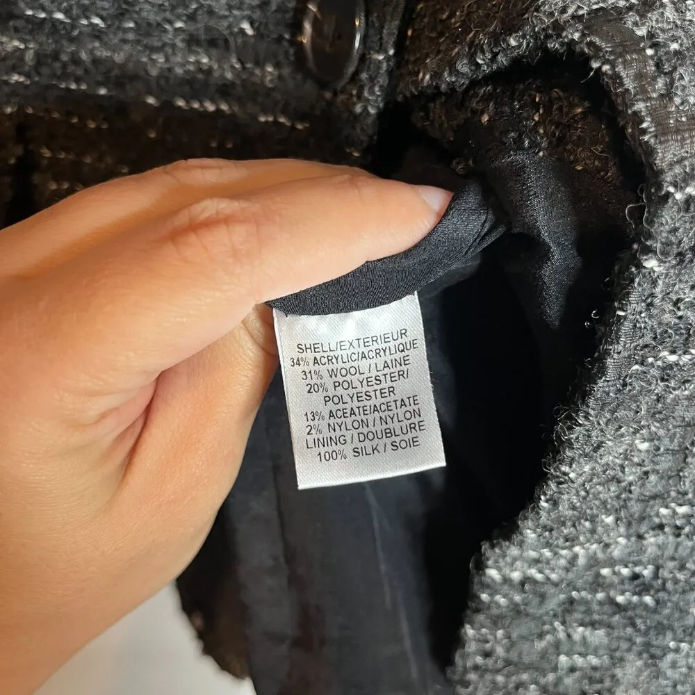 Adam Lippes black and grey tweed silk lined blazer jacket - Image 4