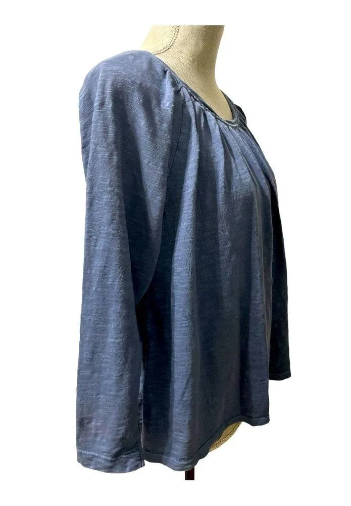 Madewell Blue Long Sleeve Top w/ Back Slit size S - Image 3