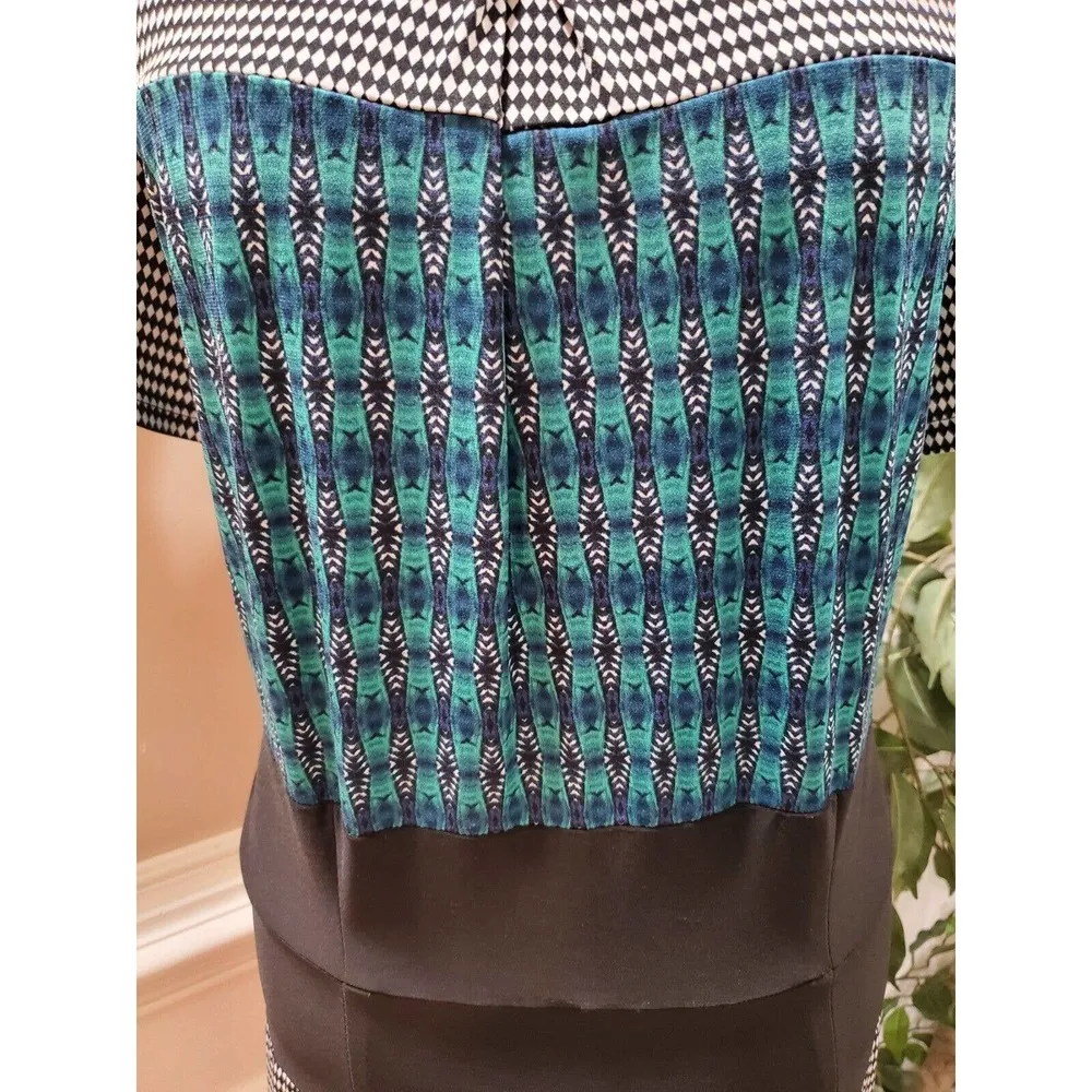 Women's Black & White Polyester Round Neck Half Sleeve Knee Length Dress 16 - Image 3