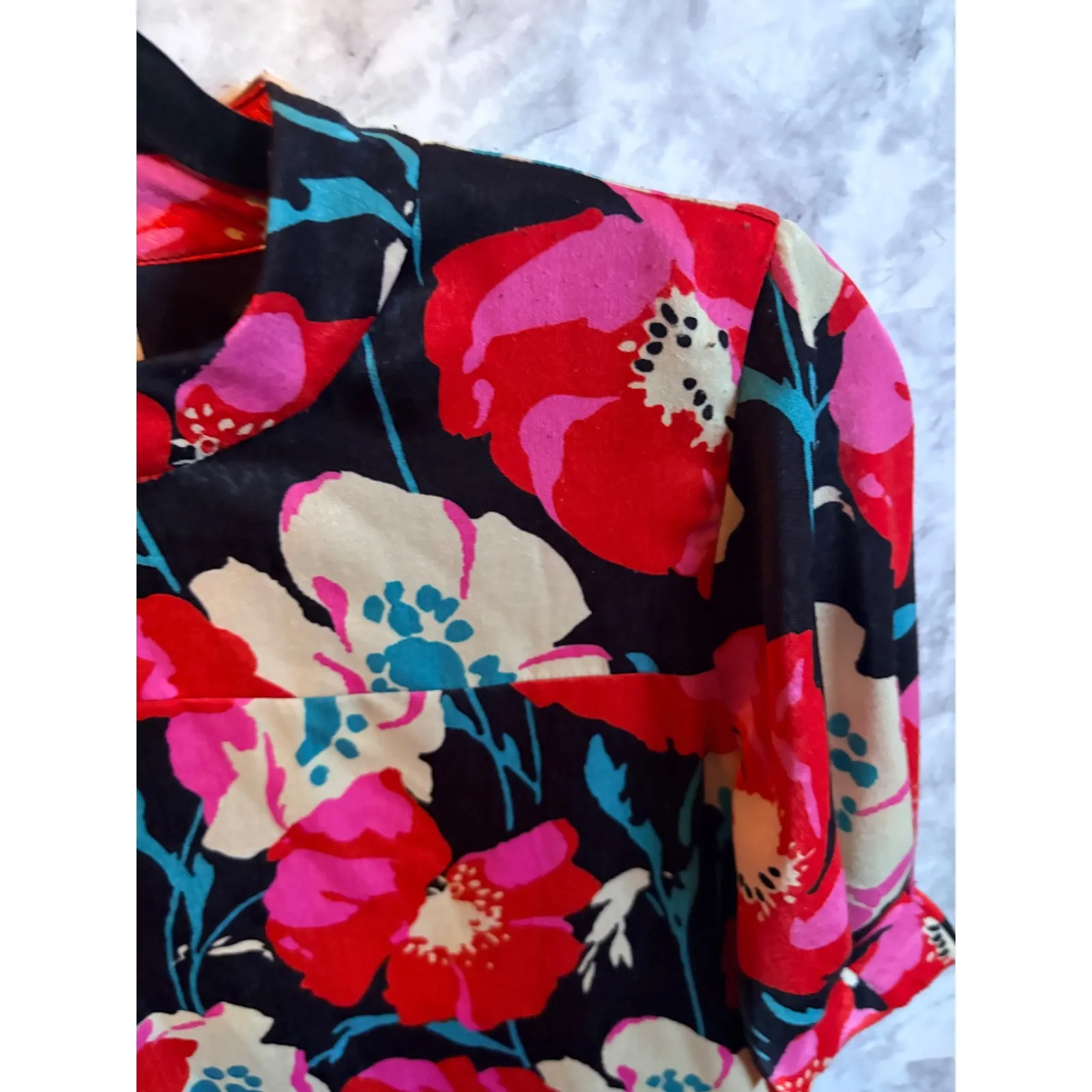 Zara Trafaluc Poppy Floral  Print Mock Neck Short Sleeve Mini Dress Size S - Image 3