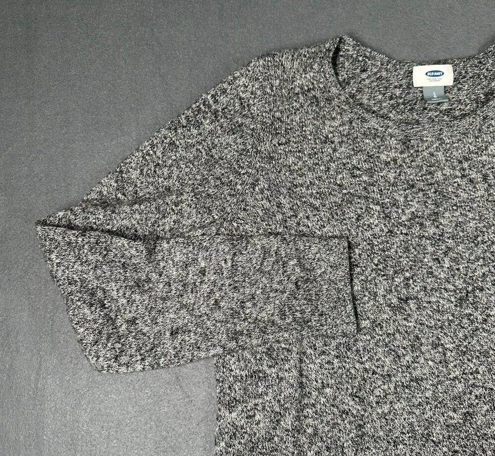 Old Navy Womens L Heather Gray Long Sleeve Round Neck Pullover Sweater Top - Image 4