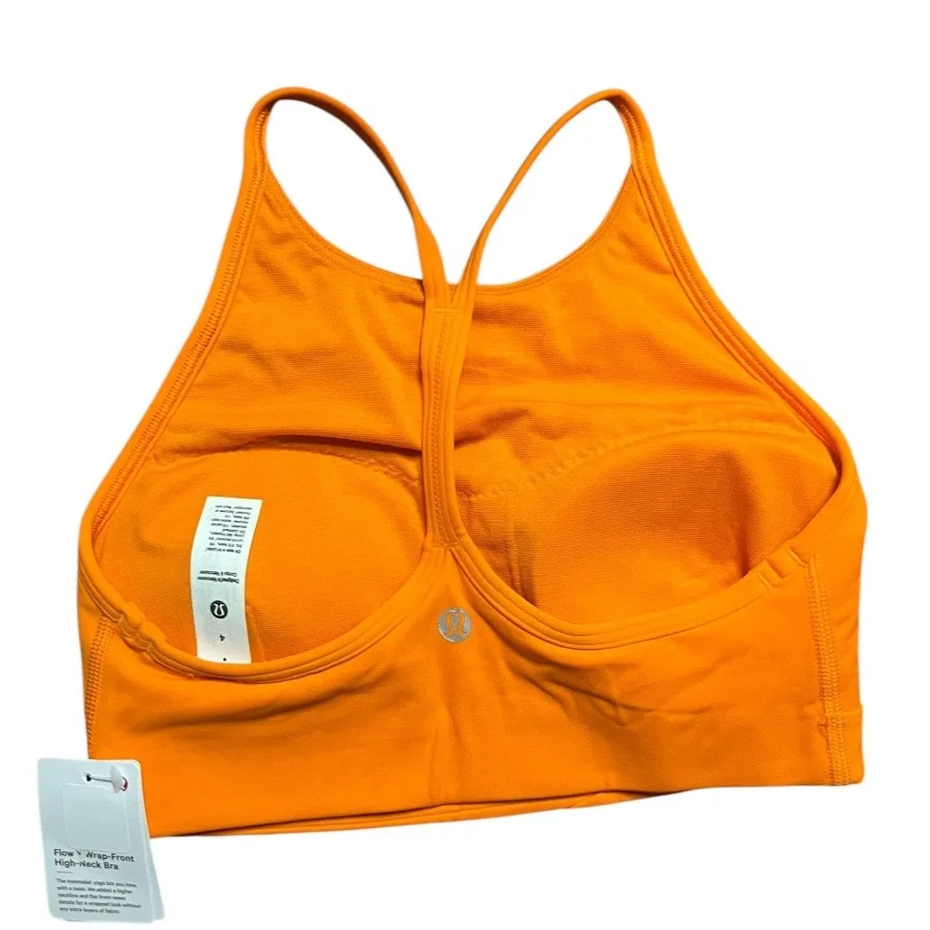 Lululemon Flow Y Wrap-Front High-Neck Bra  Size 4 Orange Fire Hazard B/C Cup - Image 3