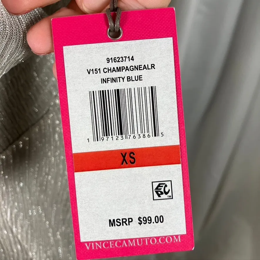 Vince Camuto Champagne Metallic Dress Tiered Maxi Smocked‎ Waist XS - Image 9