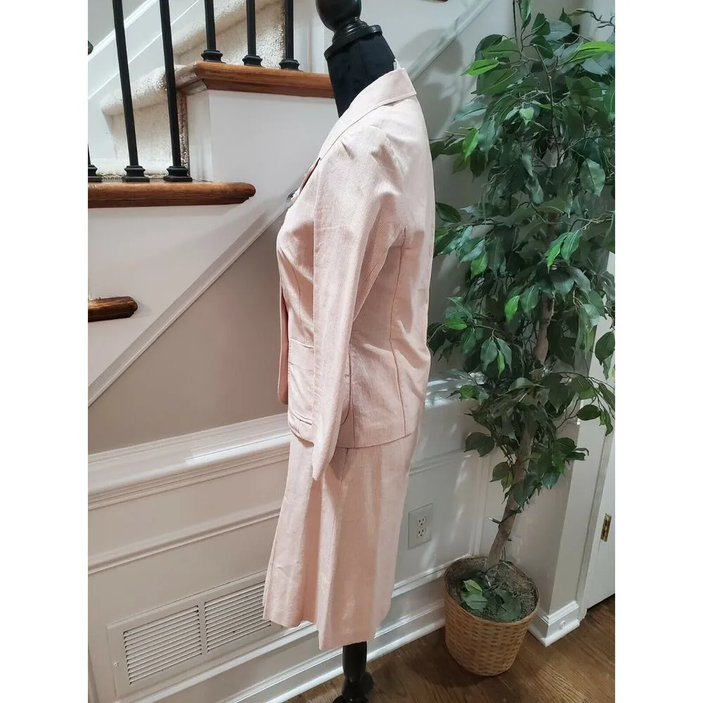 K per Koan Women Light Pink 100% Cotton Long Sleeve Blazer & Skirt 2 Piece Suit Size 6 - Image 6