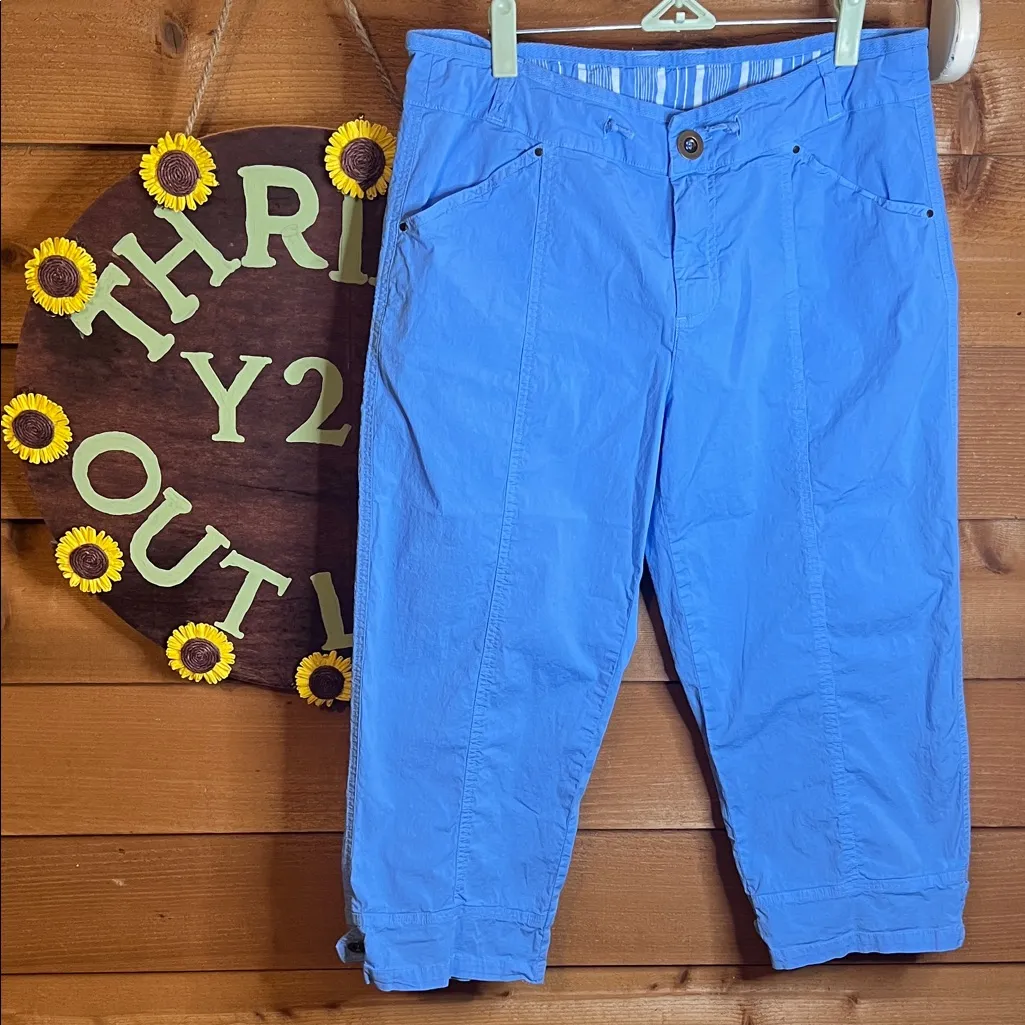 Fresh Produce Safari Peri Blue Capri Pant Pocket Beach Relaxed M 32” - Image 2