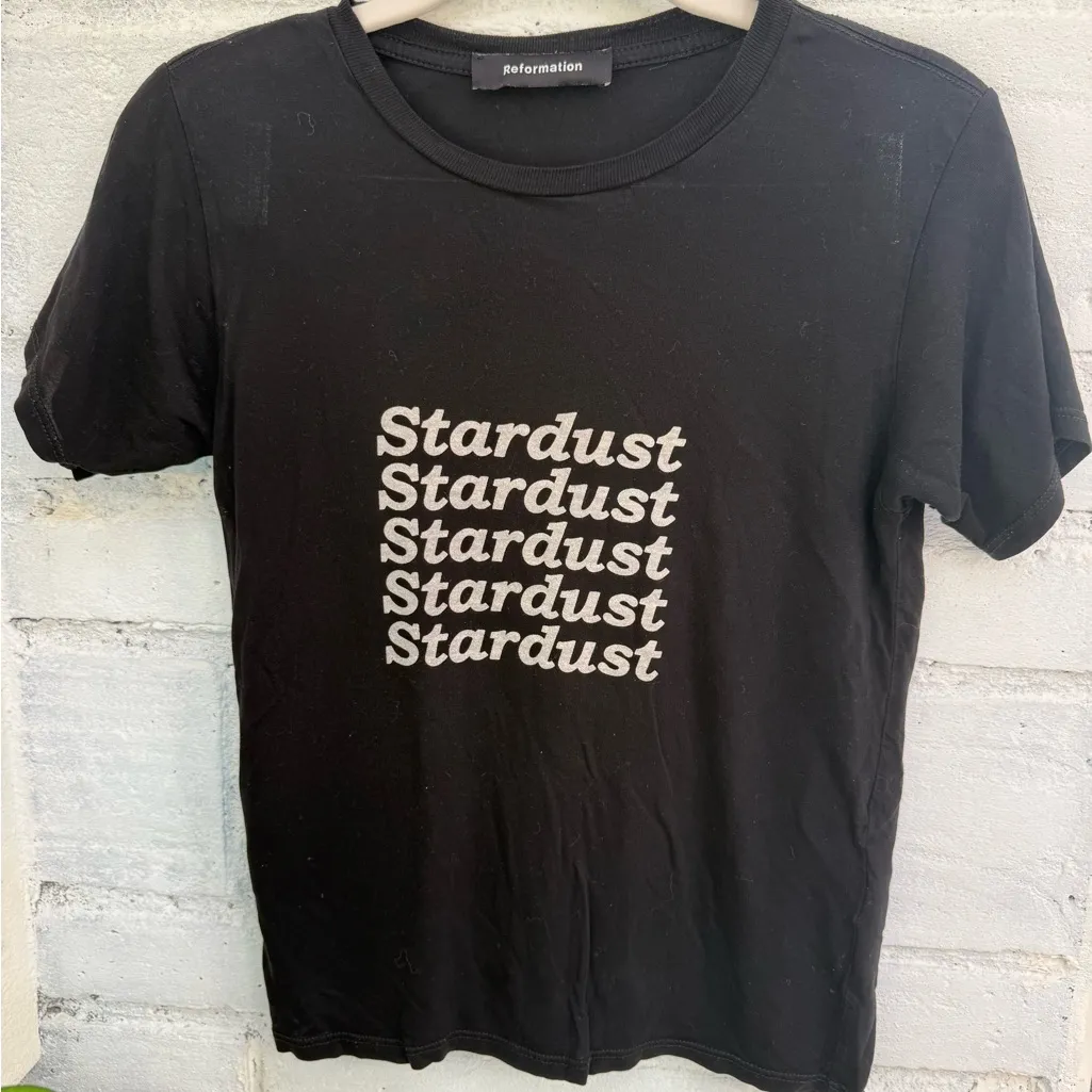 REFORMATION Joplin Tee In Black Stardust size S - Image 2