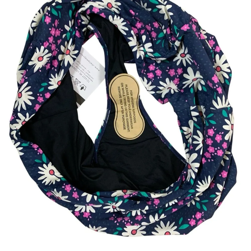 Sheila May Swim High Waisted Bikini Bottoms Floral Print Blue Pink‎ Size 22 NWT - Image 4