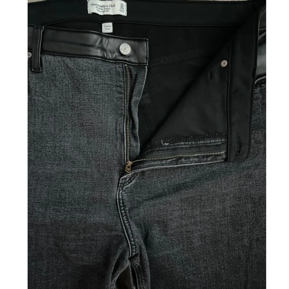 Abercrombie & Fitch Curve Love Ankle Straight Ultra High Rise Mixed Fabric Sz 20 - Image 10