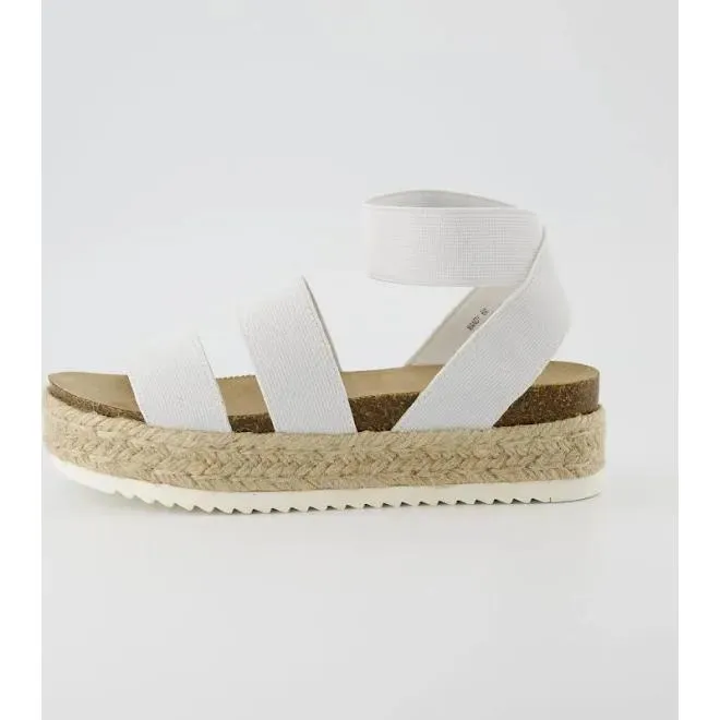 NWT CUSHIONAIRE Womens White Platform Mandy Cork Sole Espadrille‎ Sandal Size 8W - Image 2