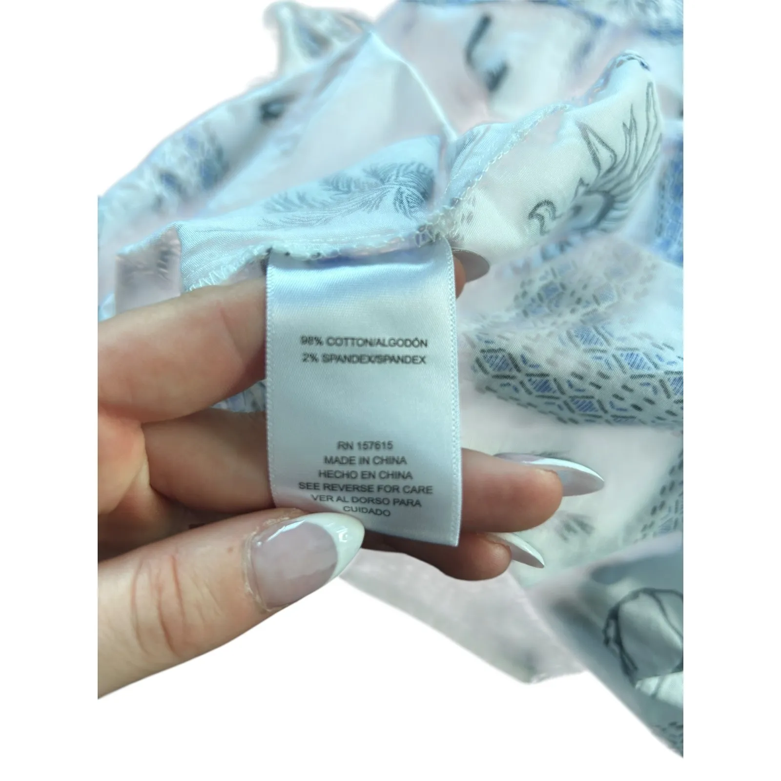 Calypso St Barth Beach Dress Tunic Sun Shell Palm Print Tiered V Neck XL White - Image 7