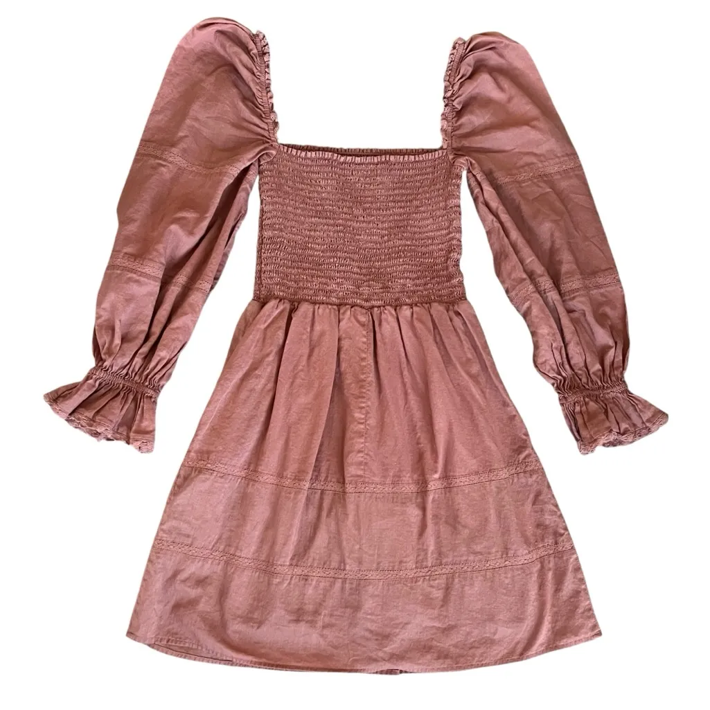 Reformation Women’s Dunes Long Sleeve Square NwxkMini Dress in Praline Pink 4 - Image 6