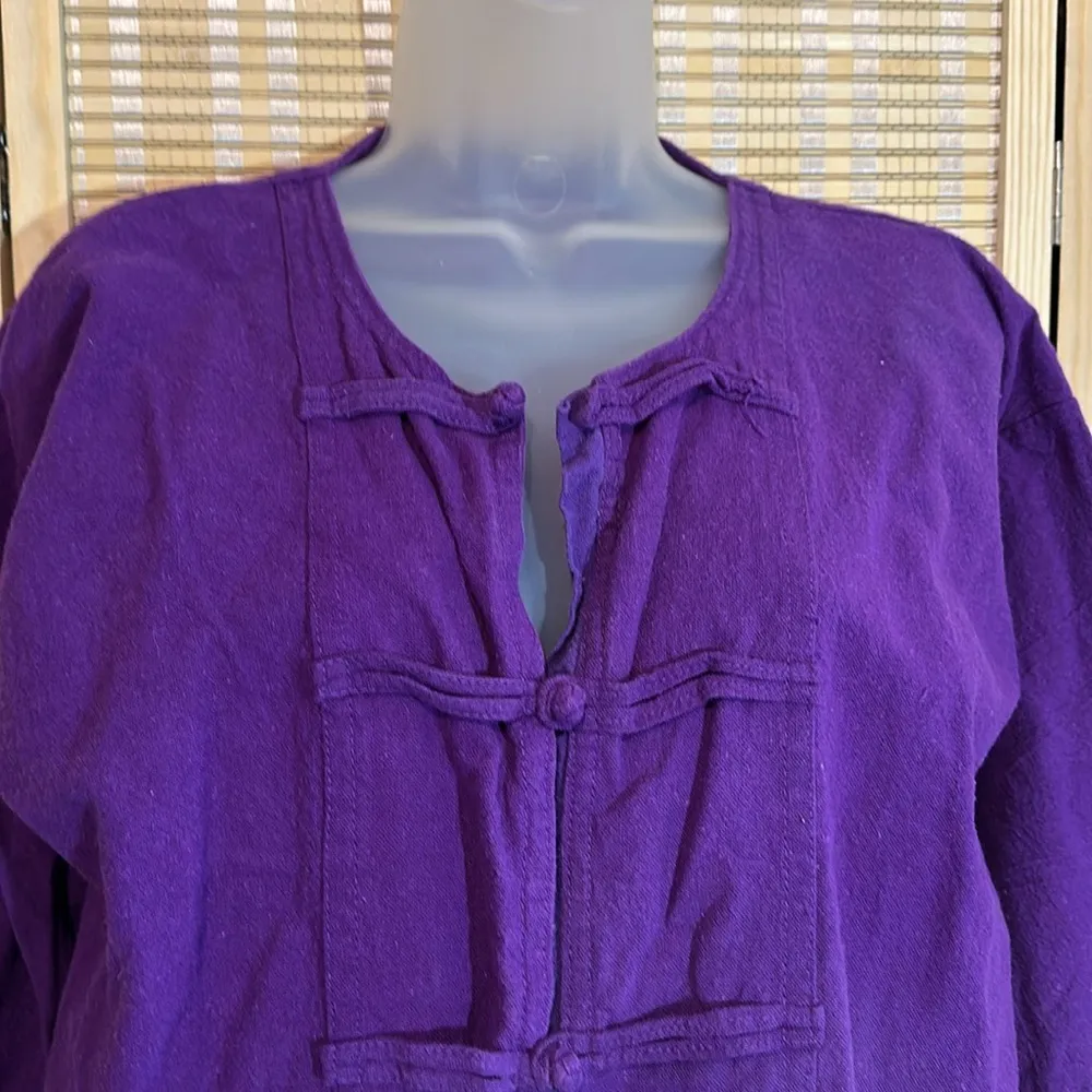 100% Cotton Unbranded Dark Purple Asian Style Jacket Frog Closures Thailand Size undefined - Image 2