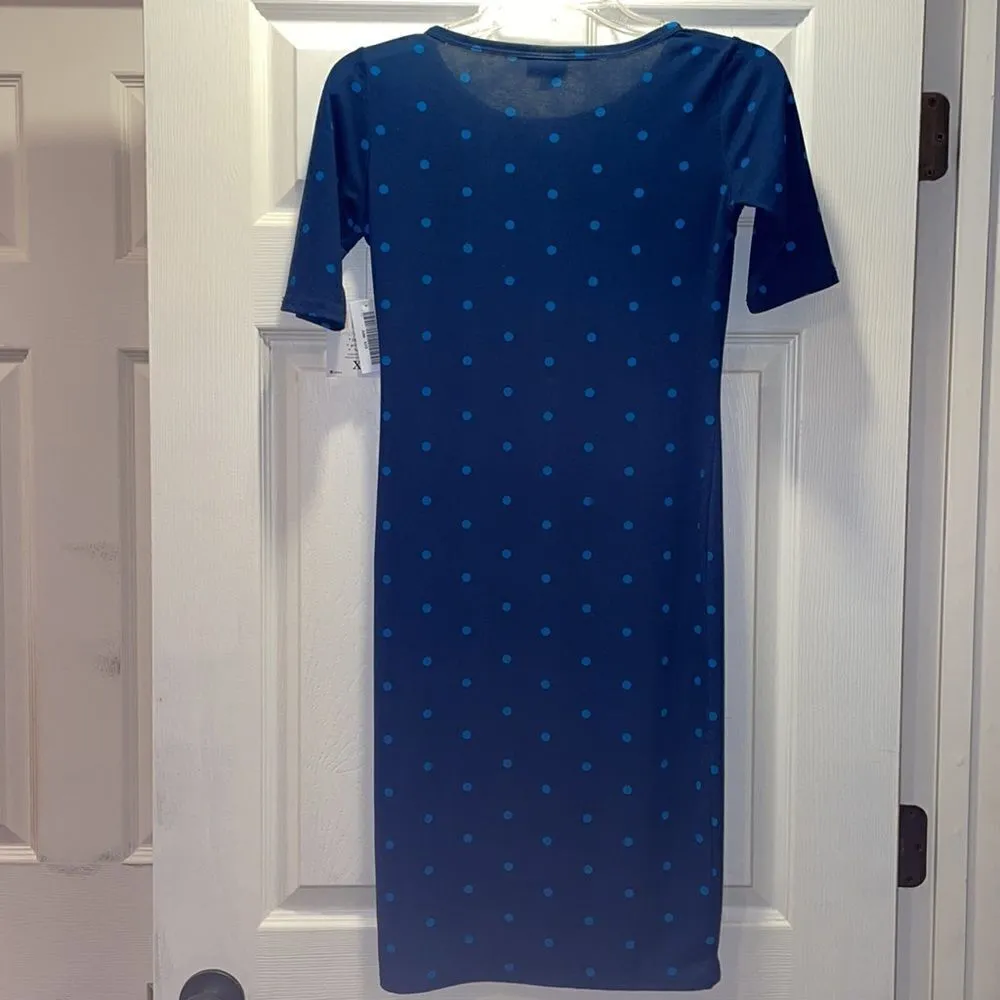 LuLaRoe Navy & Royal Blue polka dot bodycon dress - Image 7
