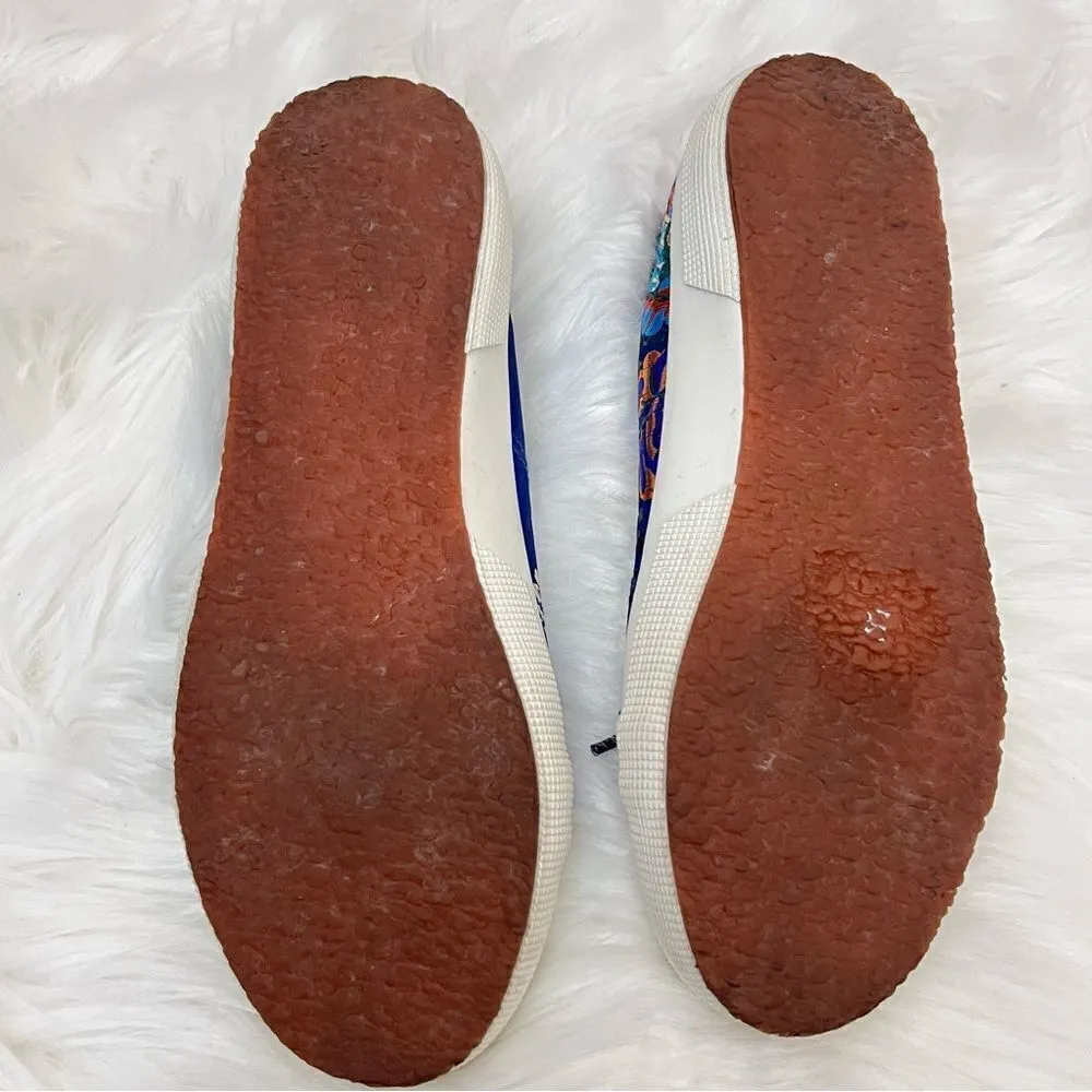 Superga Korelaw Satin Blue / Pink Embroidered Lace Up Sneakers 8 - Image 6