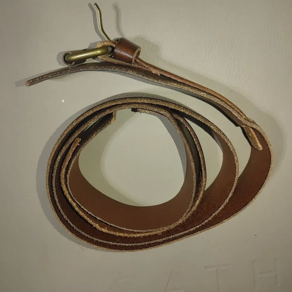 Leather Belt Ann Taylor Loft Brown Brass Buckle Size 36 Medium Genuine Leather - Image 10