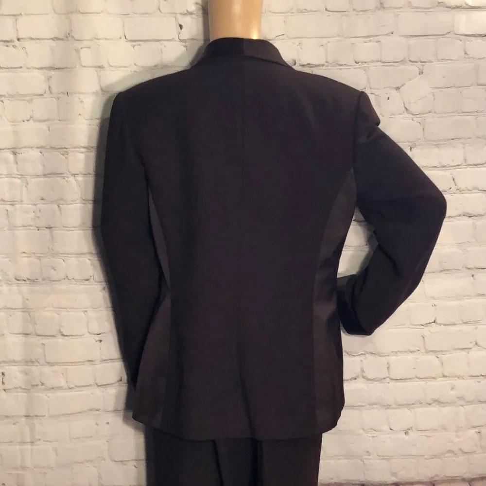Kasper 2 Piece Pant Suit Careerwear Dark Brown 1990s Y2K Size 10 - Image 7