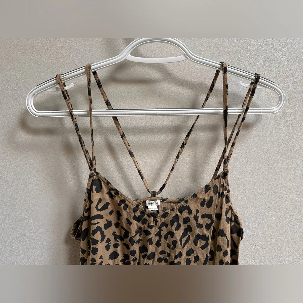 Aerie Modal Leopard Print V-Neck Strappy Casual Beachy Midi Slip Dress Women’s M - Image 5