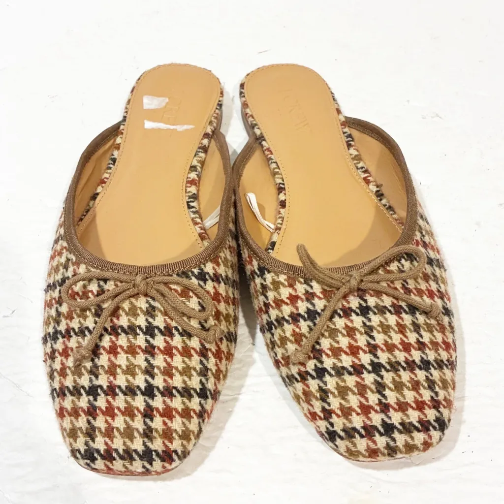 Jcrew Factory Brown Plaid Ballerina Mules Slides Slip Ons Size 7 - Image 3
