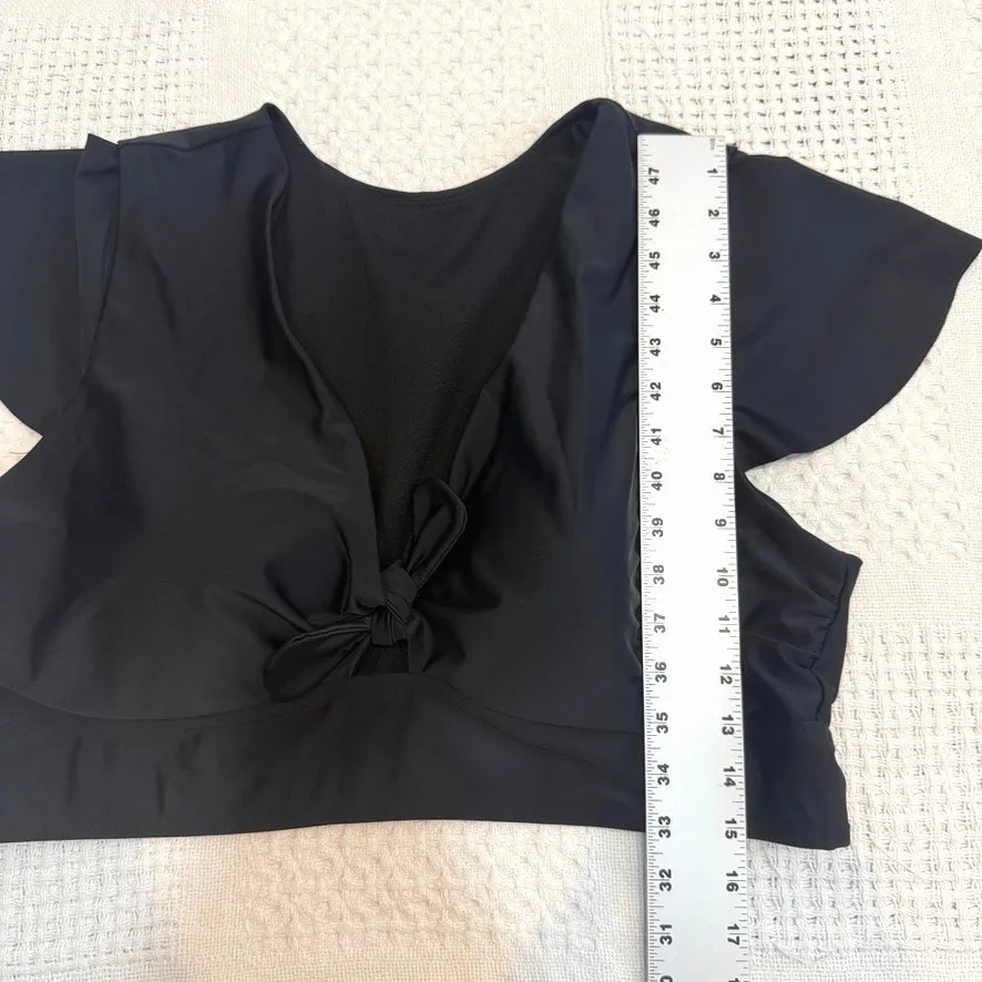 Torrid 3 wireless flutter sleeve faux tie keyhole swim top SW 2820 - Image 4