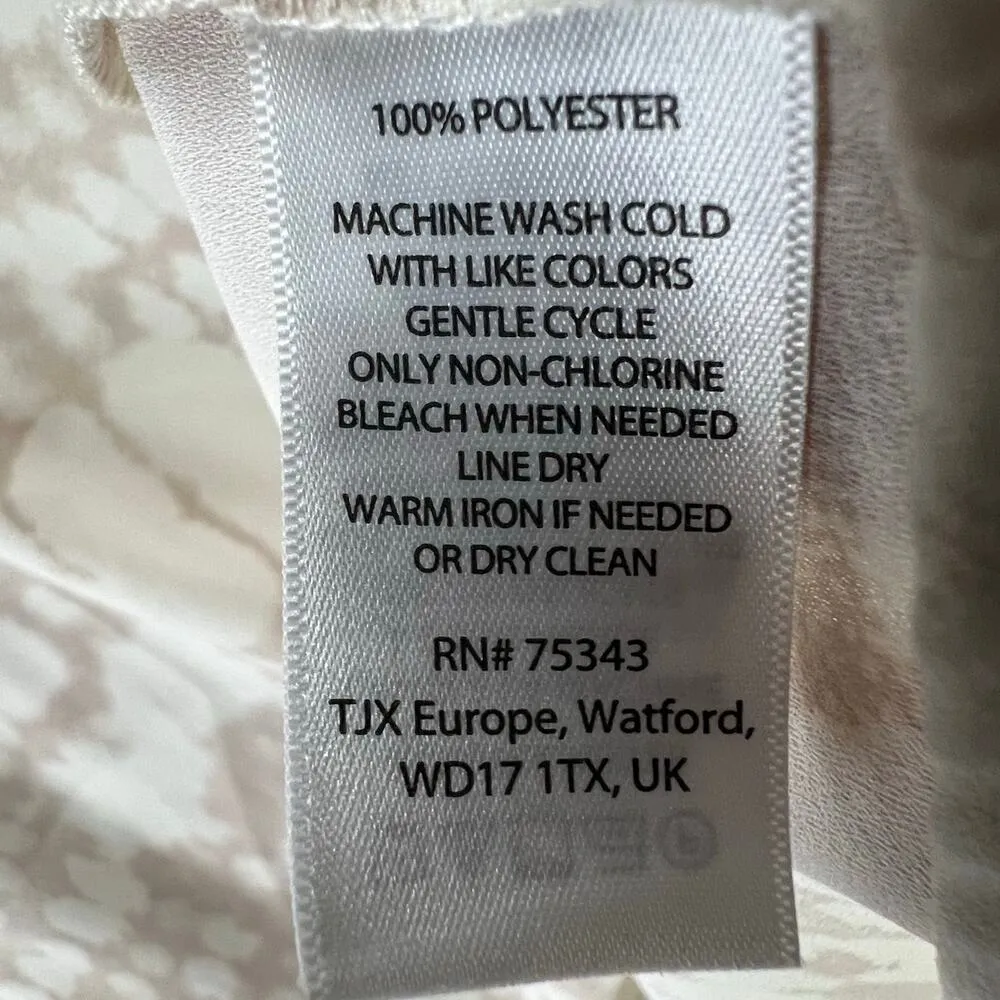 Cynthia Rowley Blouse Womens L Cream Abstract 3/4 Peasant Hi Low Popover Top - Image 9