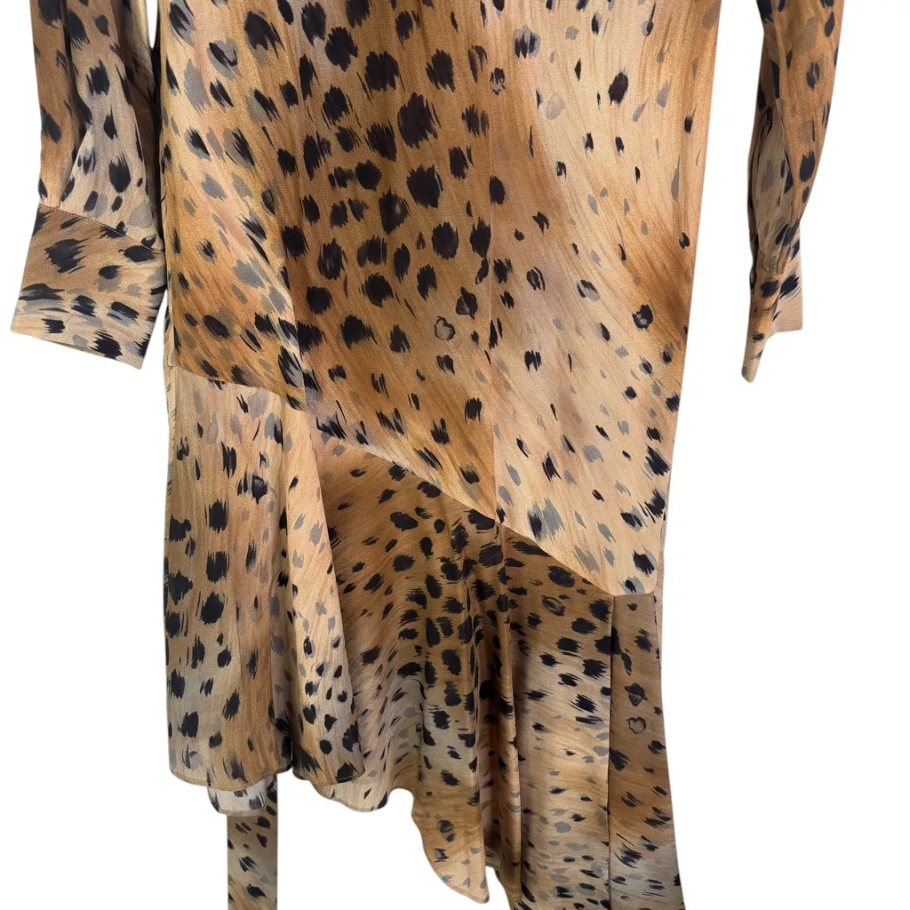 Lafayette 148 Delancy Agave Leopard-print Silk Midi Dress Animal Print XS XSmall - Image 4