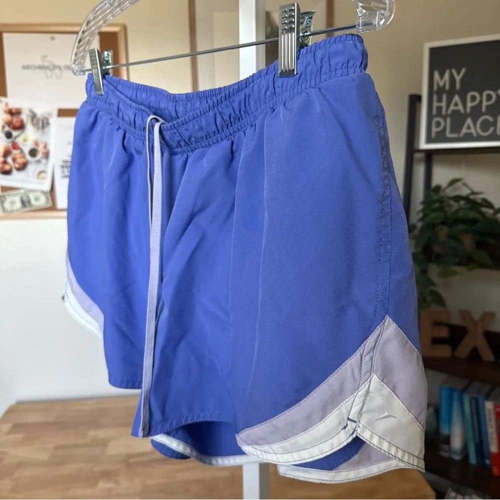 WOMENS OLD NAVY GO DRY SHORTS SIZE L PURPLE ELASTIC WAIST DRAWSTRING - Image 4