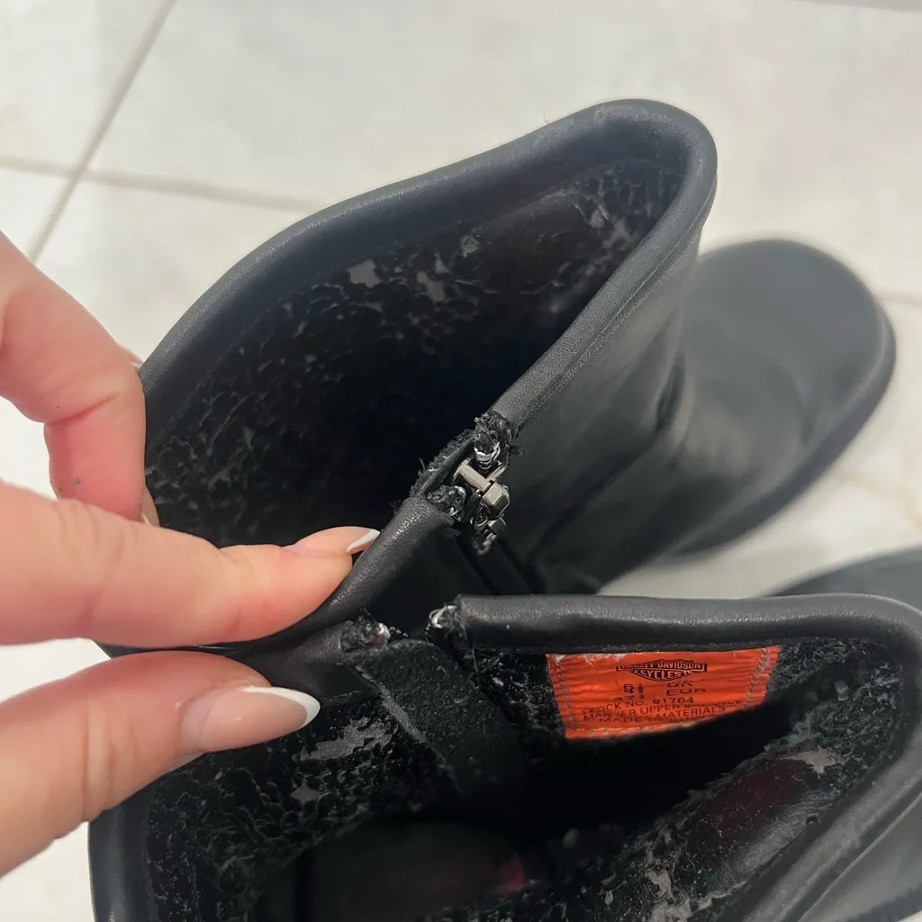 Harley Davidson Black Leather Riding Bronx Boots Size 6.5 US - Image 7