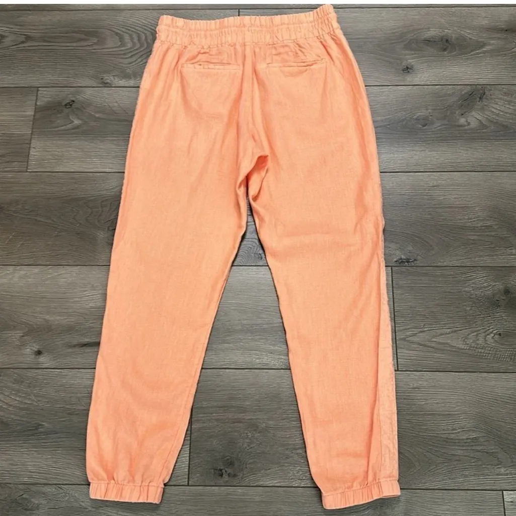 Athleta 27" Cabo Linen High Rise Tangerine Orange Jogger Pants Size 10 - Image 4