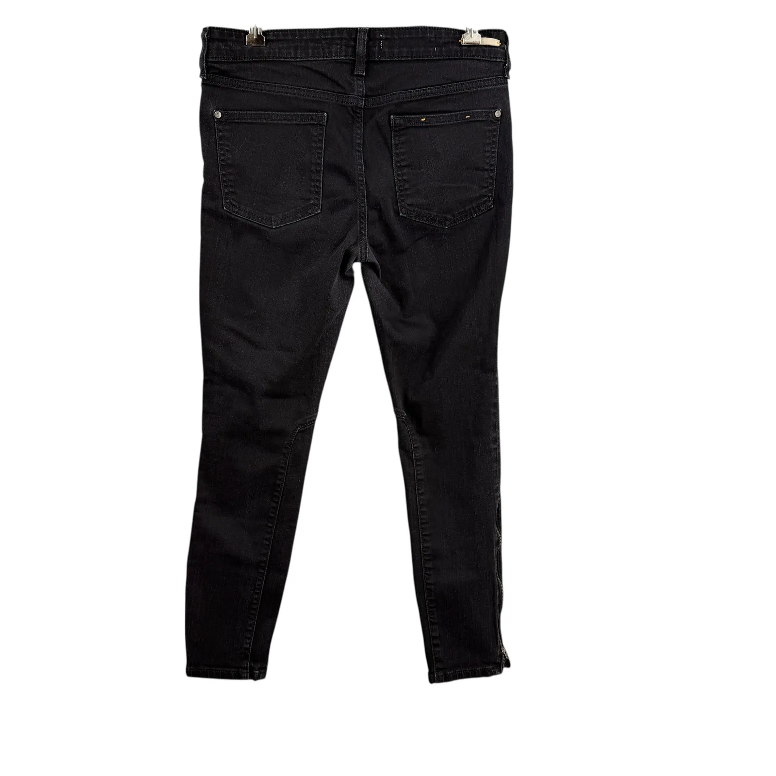 Pilcro Anthropologie Black Serif Moto Zip Skinny Jeans Zip Detail Size 28 - Image 4