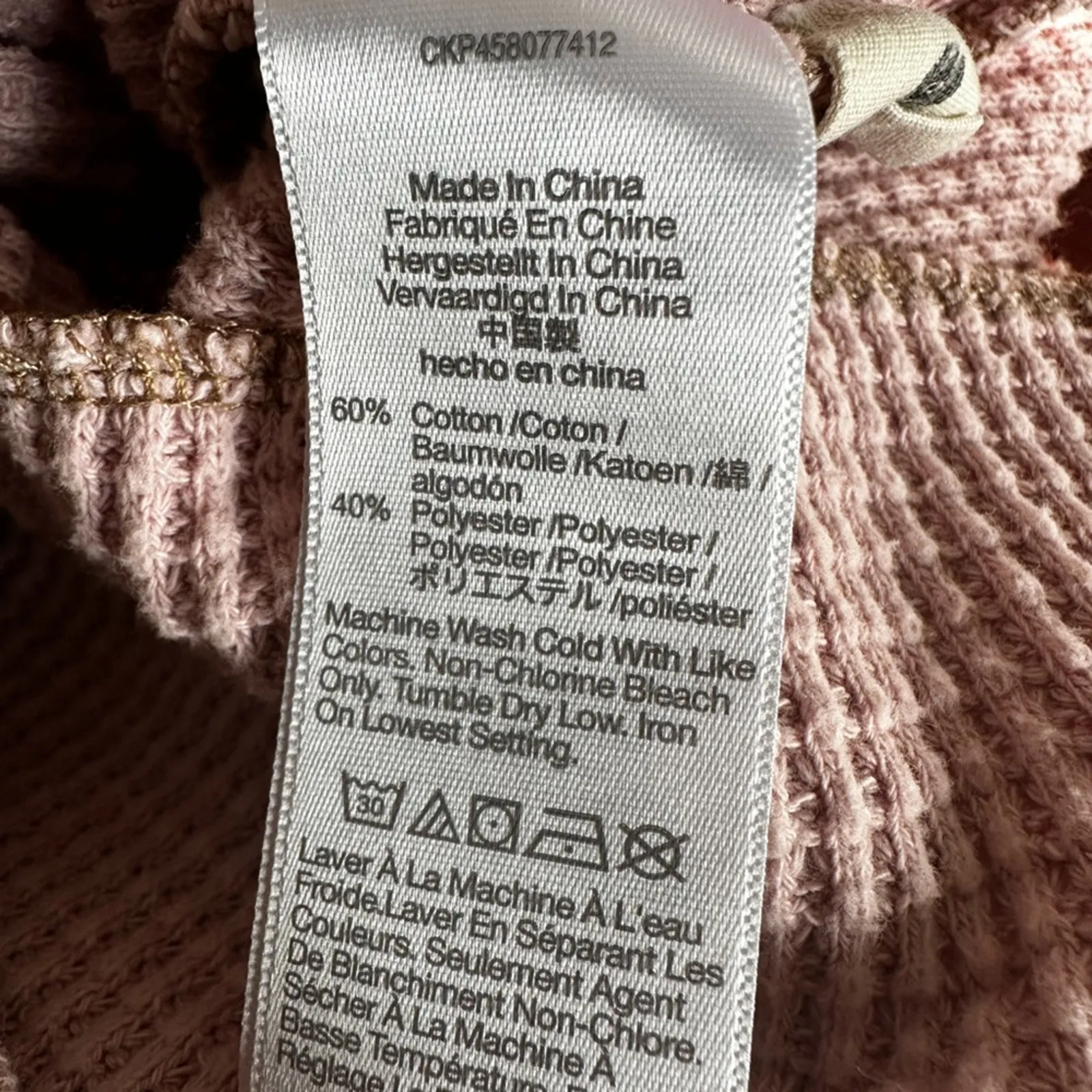 Madewell Mauve Pink Waffle Knit Thermal Tee Crop Shirt Small Fall Long Sleeve - Image 6