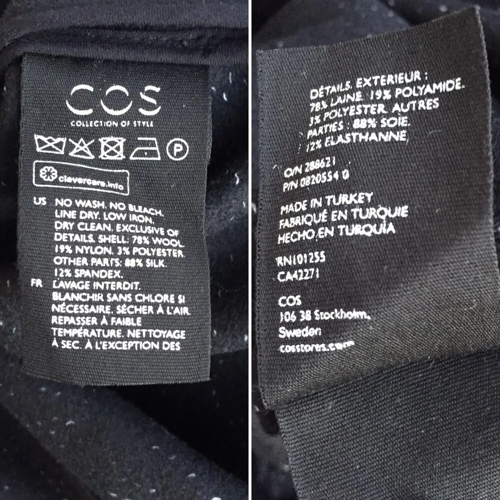 NEW COS Black Silk Wool Long Sleeve Dress 8 - Image 8