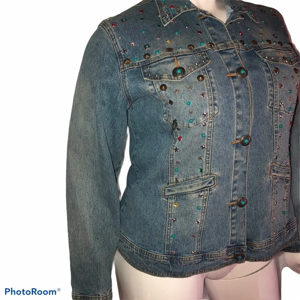 Diane Gilman Vintage  embellished denim jacket - Image 2