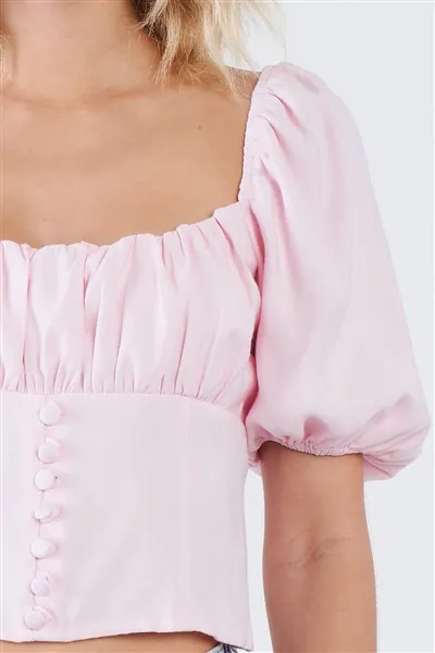 Revolve  Light Pink Puff Sleeve Top - Image 3