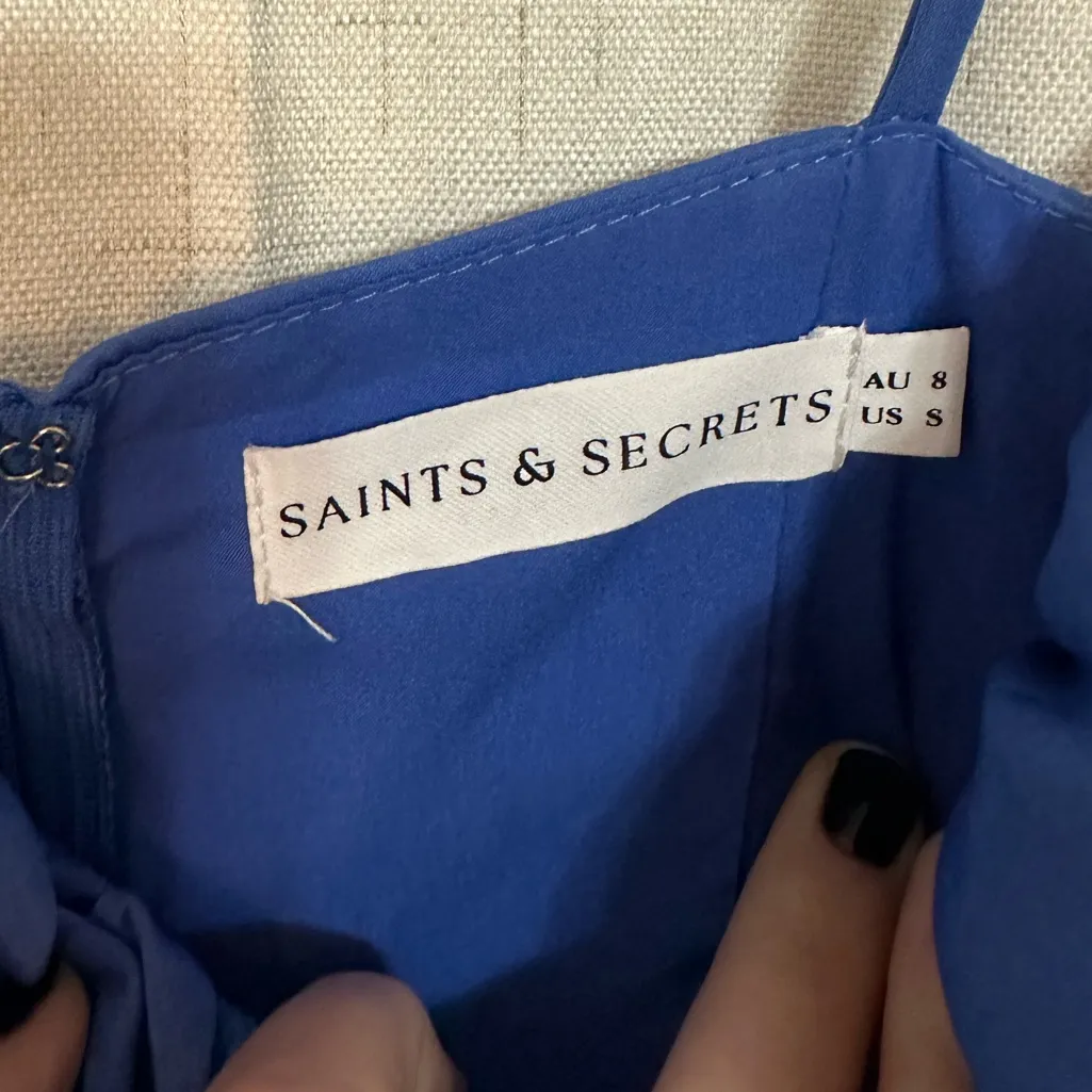 Selfie Leslie In A Daze Gathered Bust Midi Dress Blue - size Small - Image 2