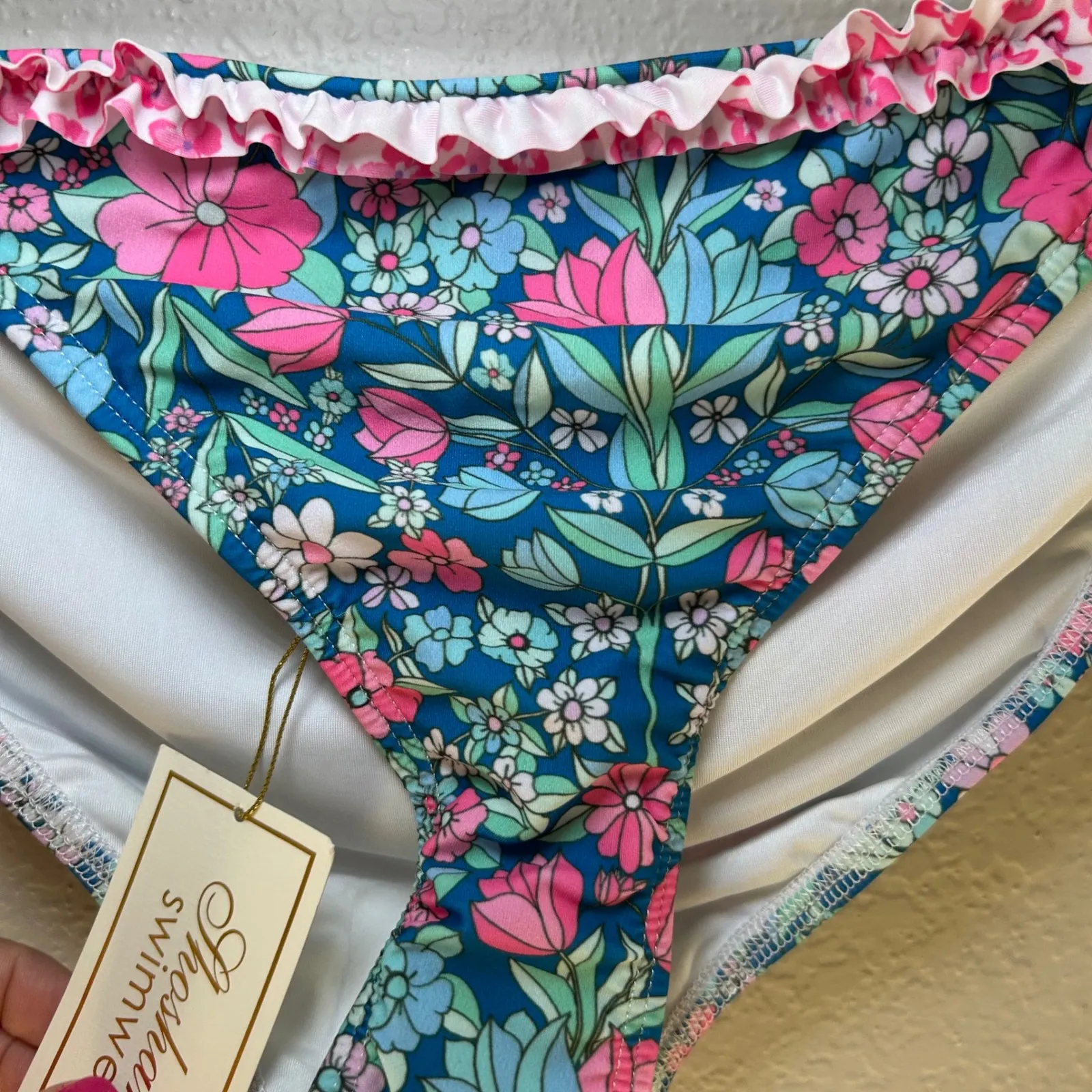 NWT Shoshanna floral bikini bottom women's xl boho girly kidcore festival resort - Image 3