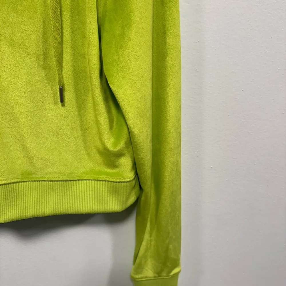 Aerie zip up sweatshirt! Lime green velvet zip up crop sweater! soft size large! - Image 5