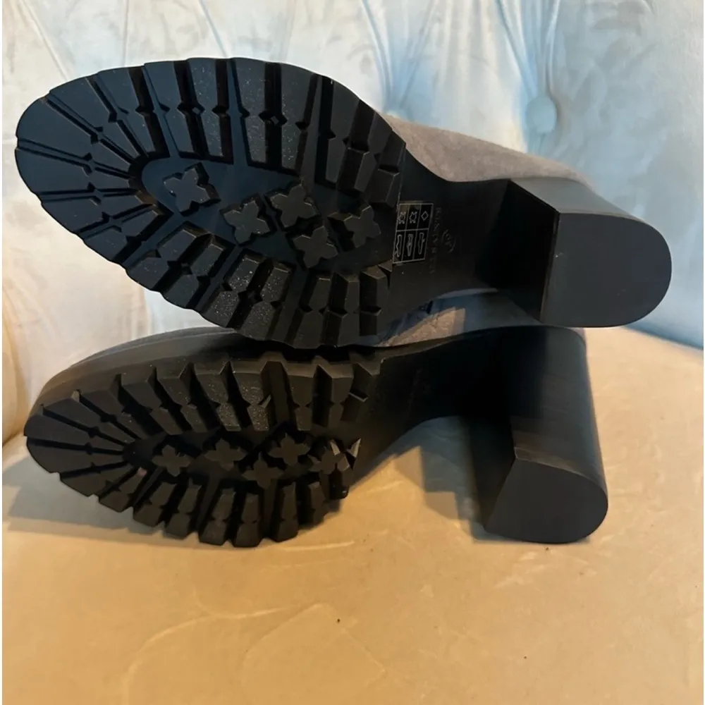 ALLSAINTS Gray Suede ANA platform mid calf, lug sole, round toe, zip up … - Image 6