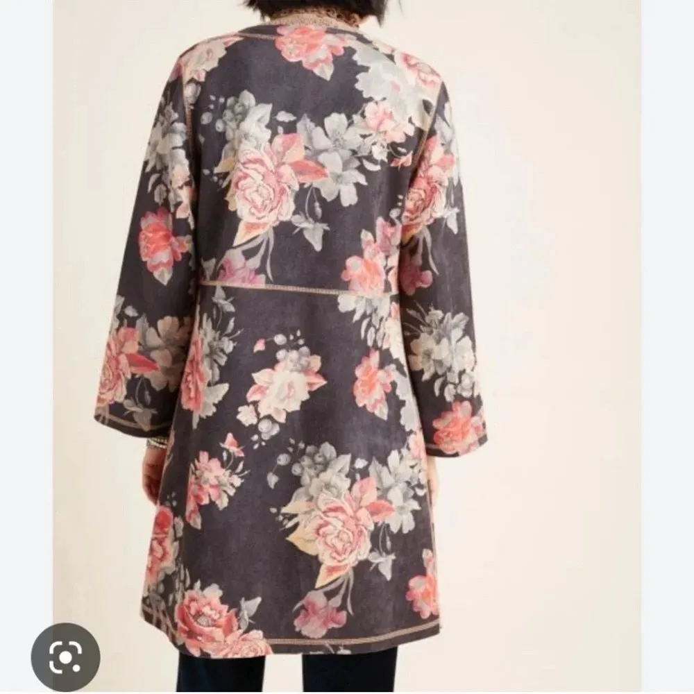 Solitaire x Anthropologie NEW!! Monarc Rose Open Front Duster Kimono Size XL - Image 2