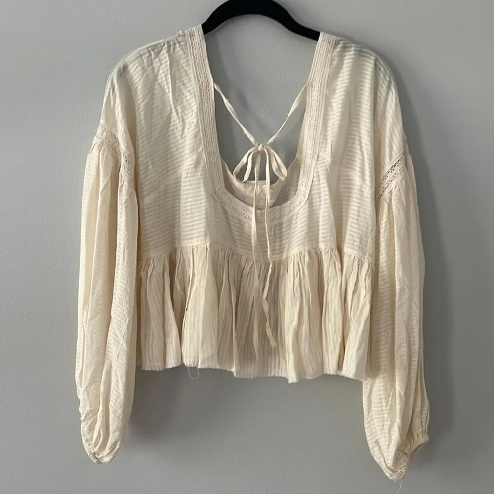 Urban Outfitters Babydoll Peasant Cropped Boho Top New With Tag Size Small Colo… - Image 13