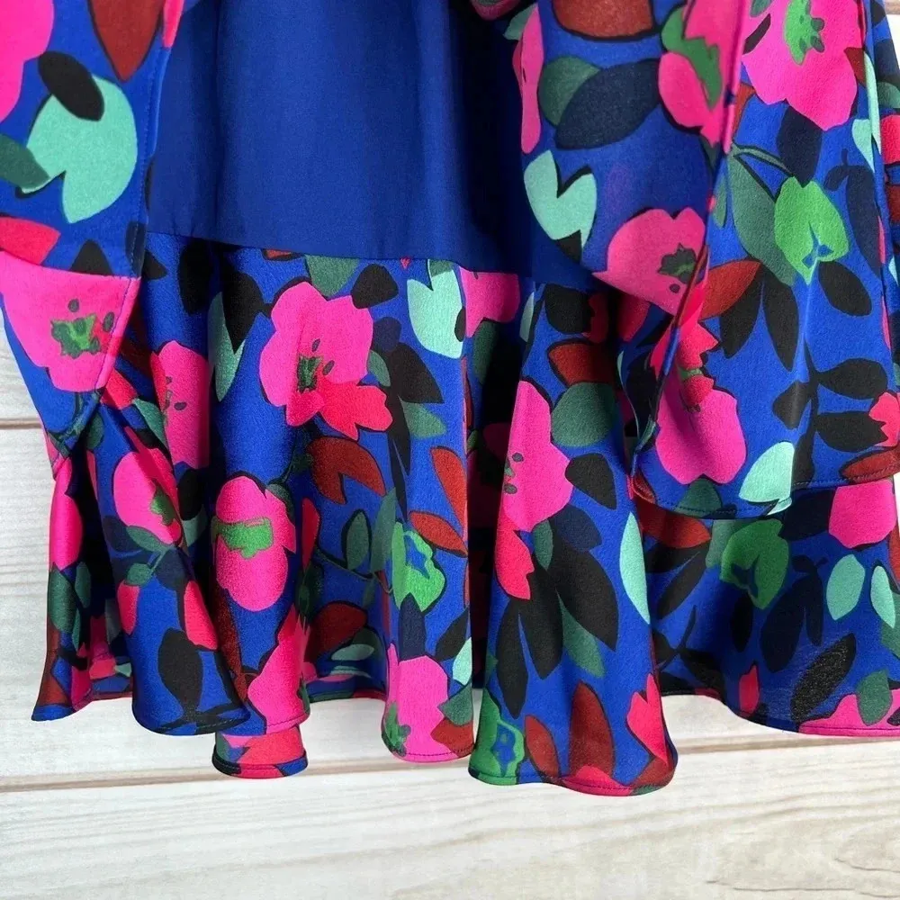 SugarLips Vivi Berry Floral Print Halter Neck Satin Blouse NEW Size XS - Image 4