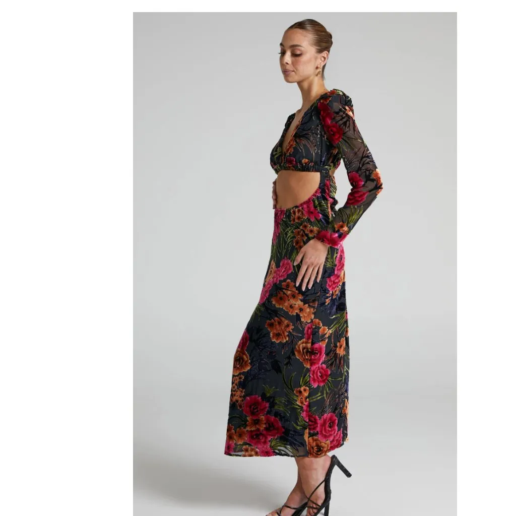 NWOT Weworewhat X Revolve Dresses Weworewhat Cut Out Flocked Velvet Dress - Image 6