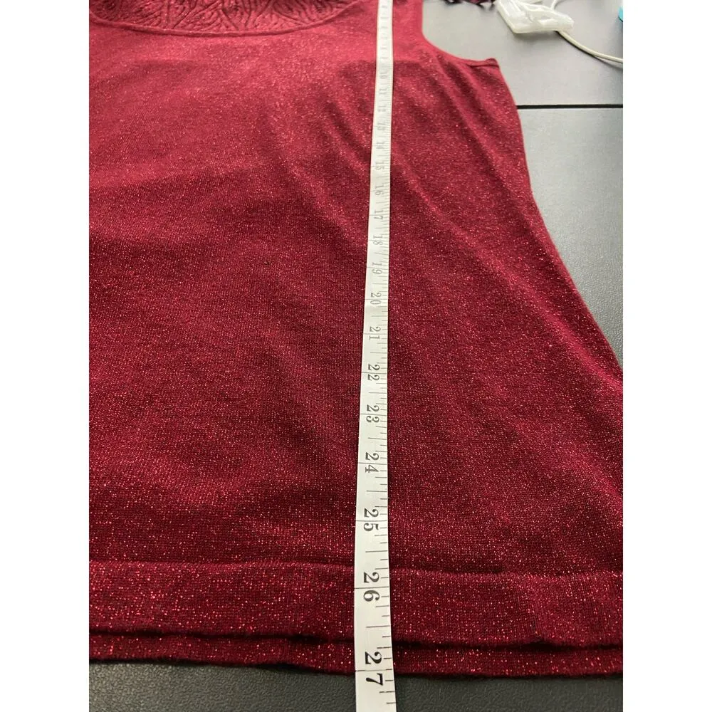 Emma James Sleeveless Sweater Womens 1X Beaded Cowl Neck Metallic Knit Stretch - Image 7