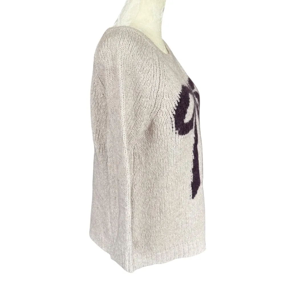 Loft linen colored 3/4 sleeve stretchy pullover sweater women's size small - Image 3