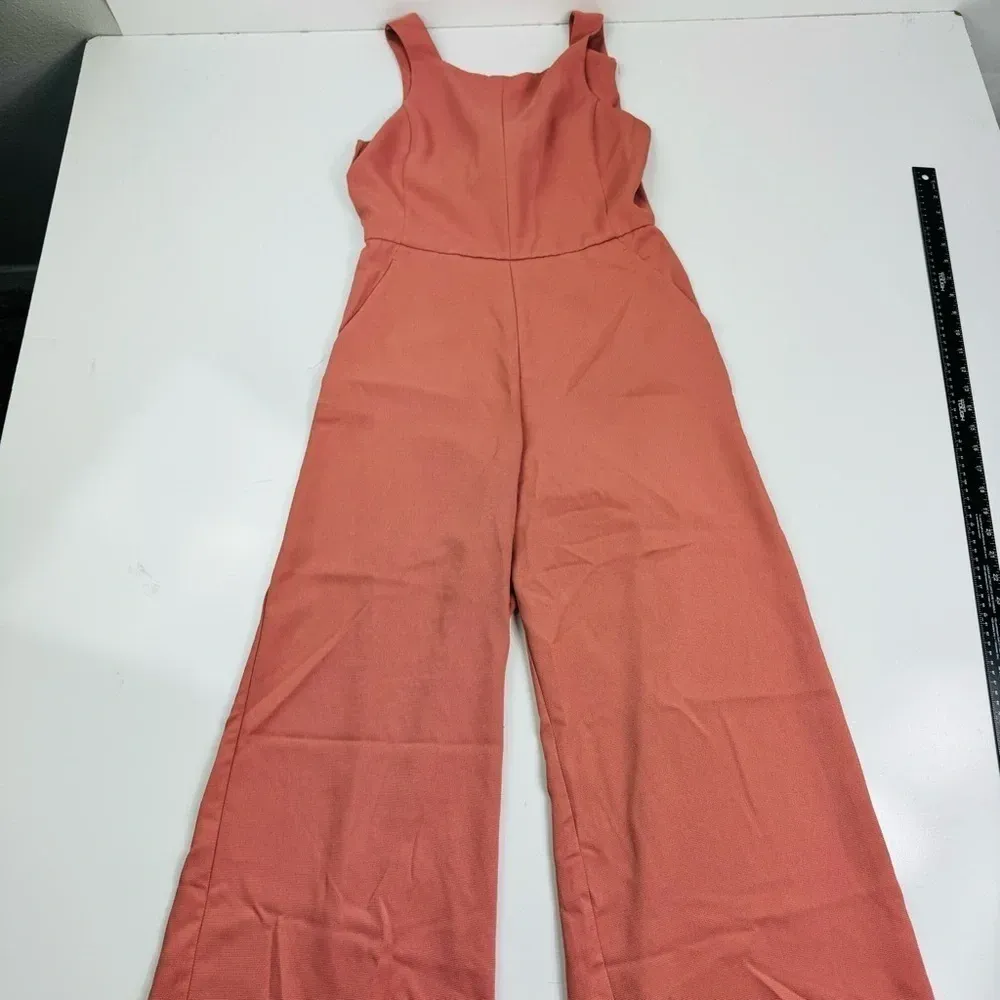 Shinestar Salmon Coral Wide Leg Tie Back Pant‎ Jumpsuit Crop Romper Large - Image 4