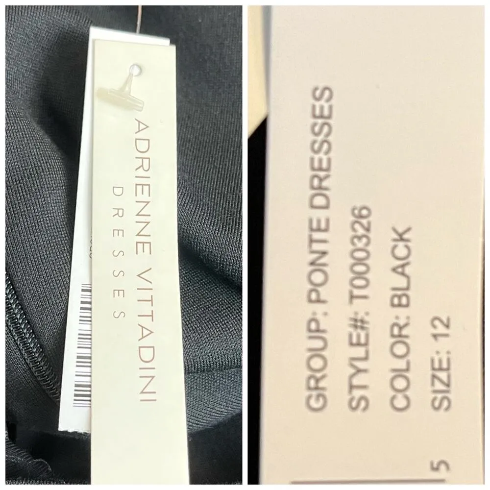 Adrienne Vittadini Square Neck Cap Sleeve Sheath Ponte Knit Dress Black New 12 - Image 10