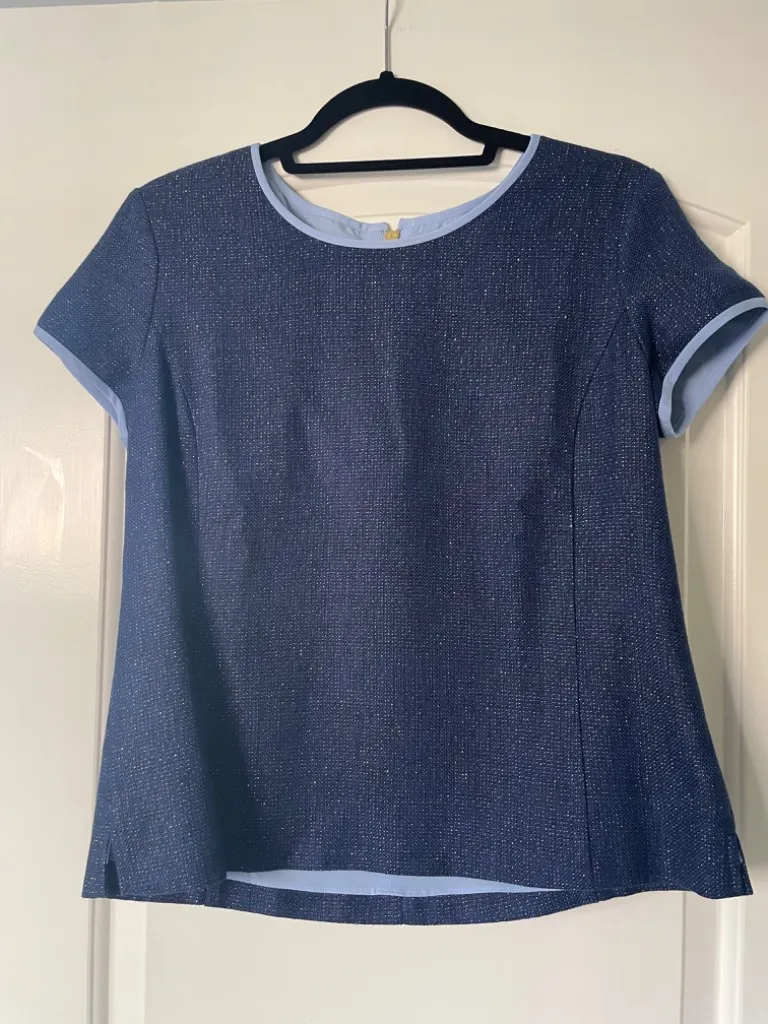BRAND NEW SAIL TO SABLE NAVY BOUCLE SHORT SLEEVE TOP SIZE S! - Image 5