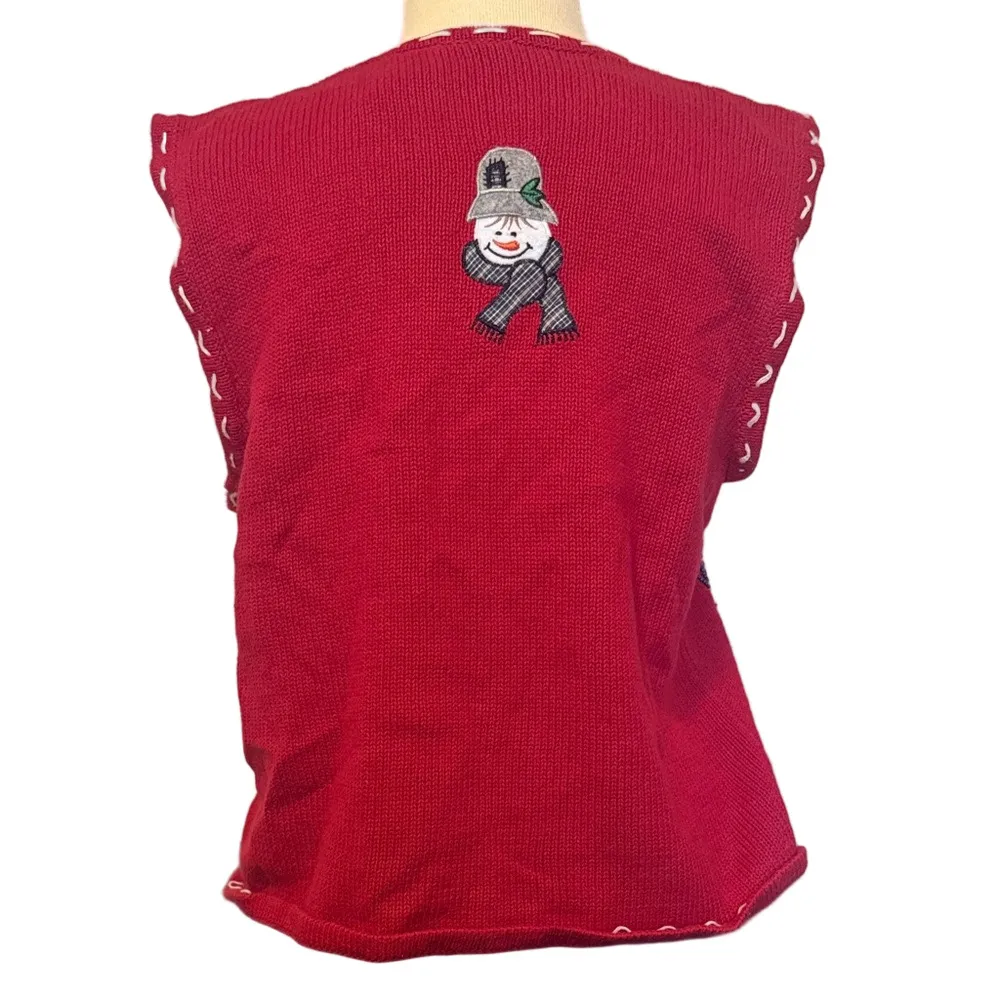 Bobbie Brooks Festive Red Snowman Ugly Sweater Vest Size M - Image 2