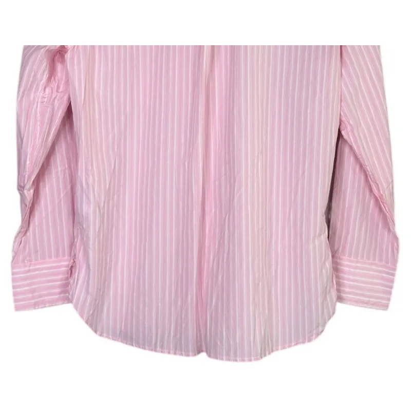 J. Crew Classic Fit Thomas Mason® Striped Button Down Collard Shirt 8 Pink White - Image 6