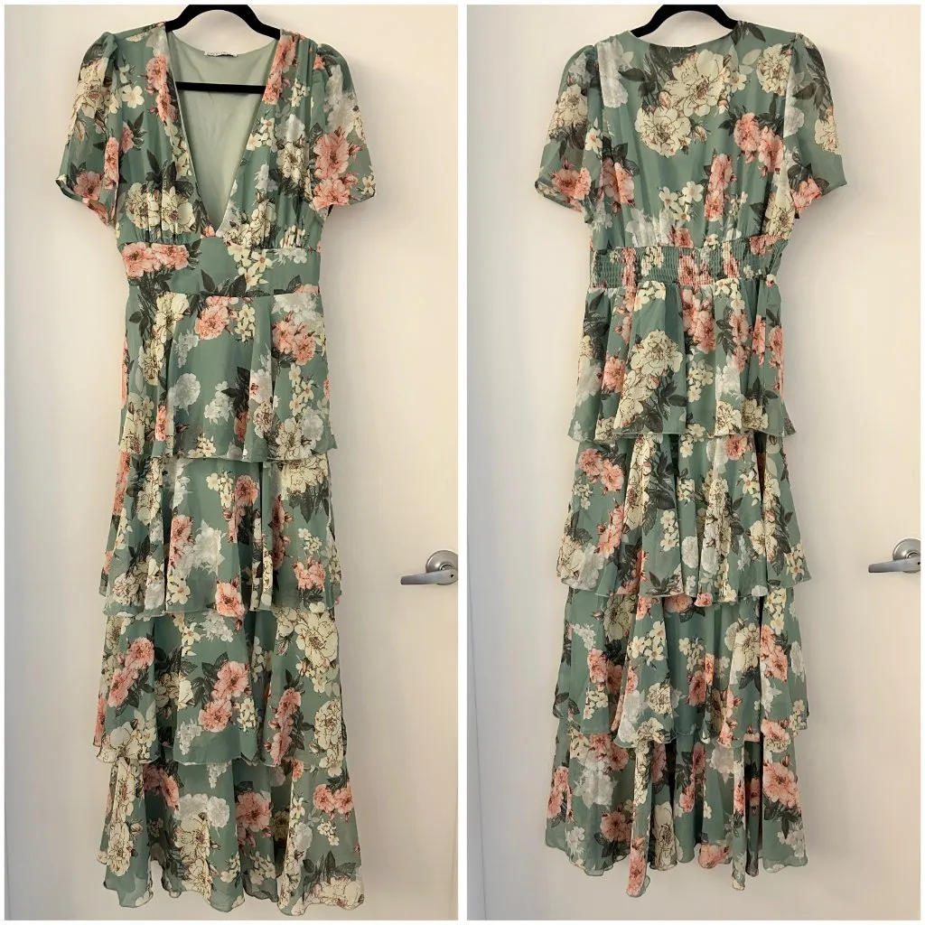 Baltic Born Montaigne Ruffle Maxi Dress in Sage Floral Size L NWOT - Image 5
