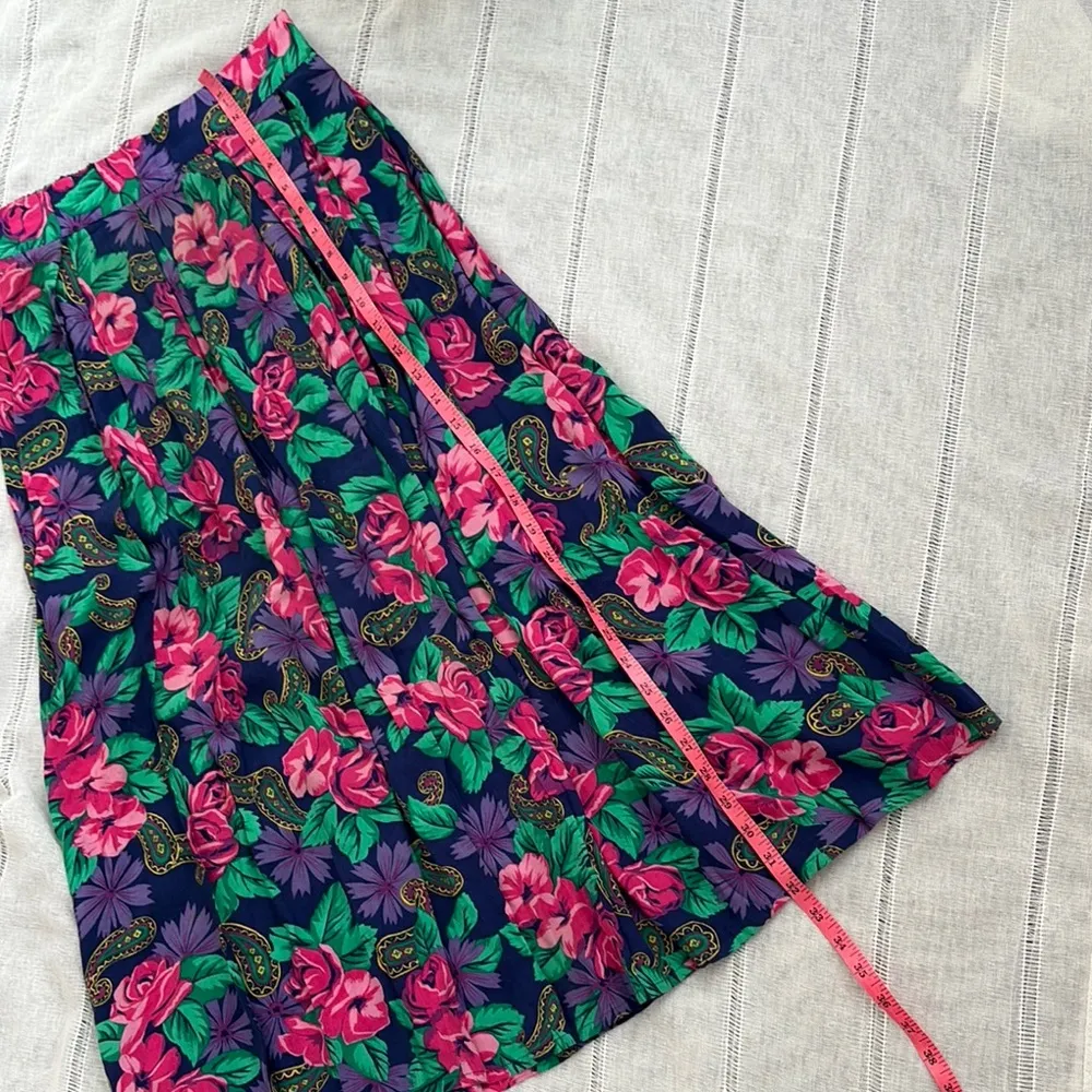Vintage Midi Skirt with Tropical Print Pink - Image 6